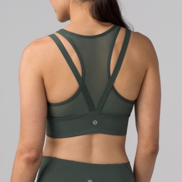 LULULEMON MESH SPORTS BRA, DARK GREEN SIZE SMALL - Picture 3 of 6
